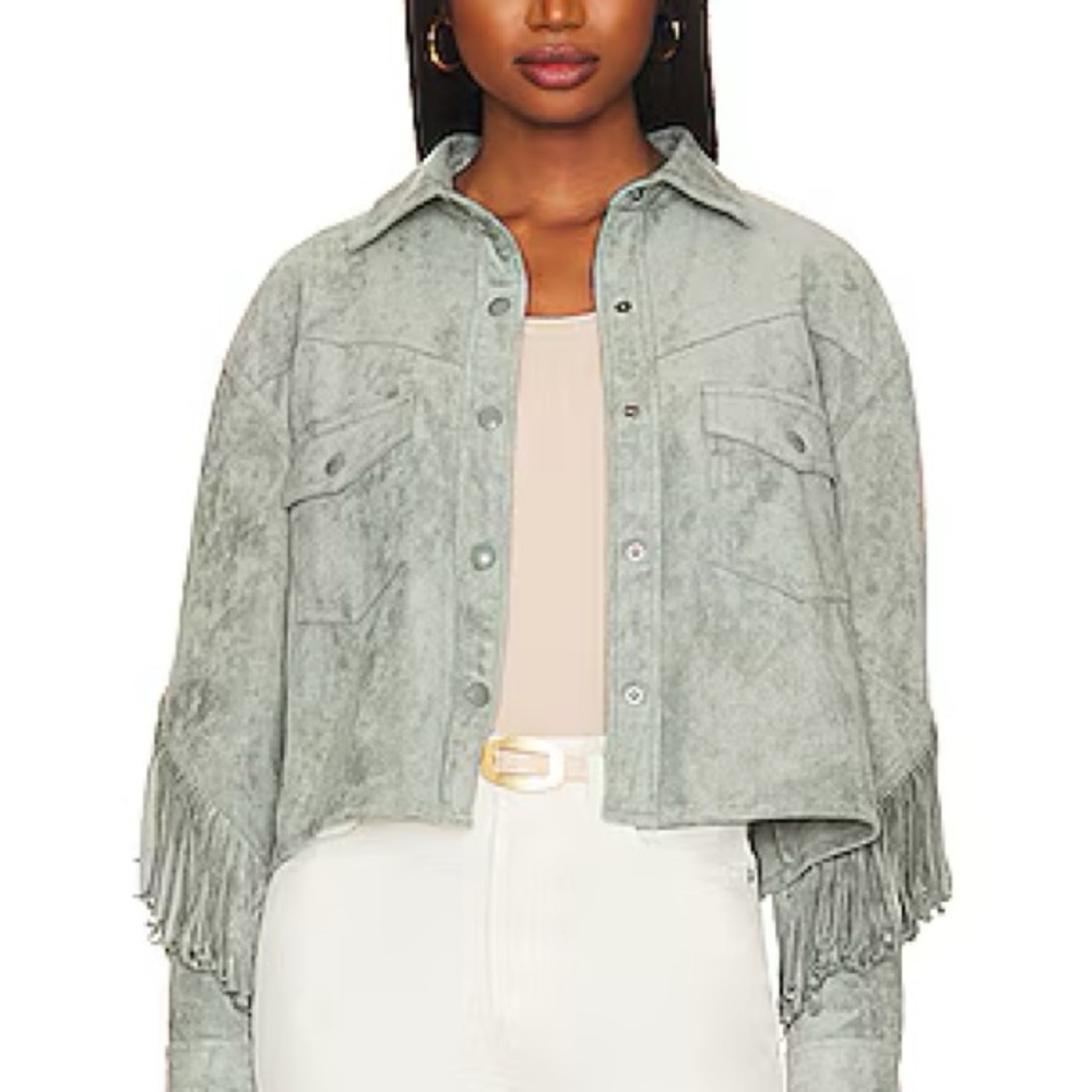 BLANKNYC faux suede fringe shacket